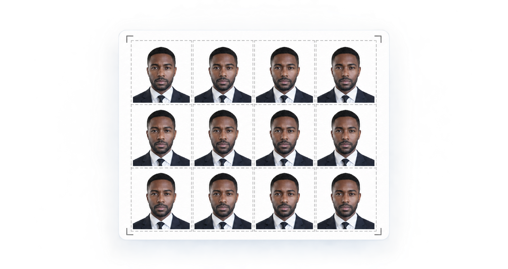 Print sheet with passport photos and cut guides